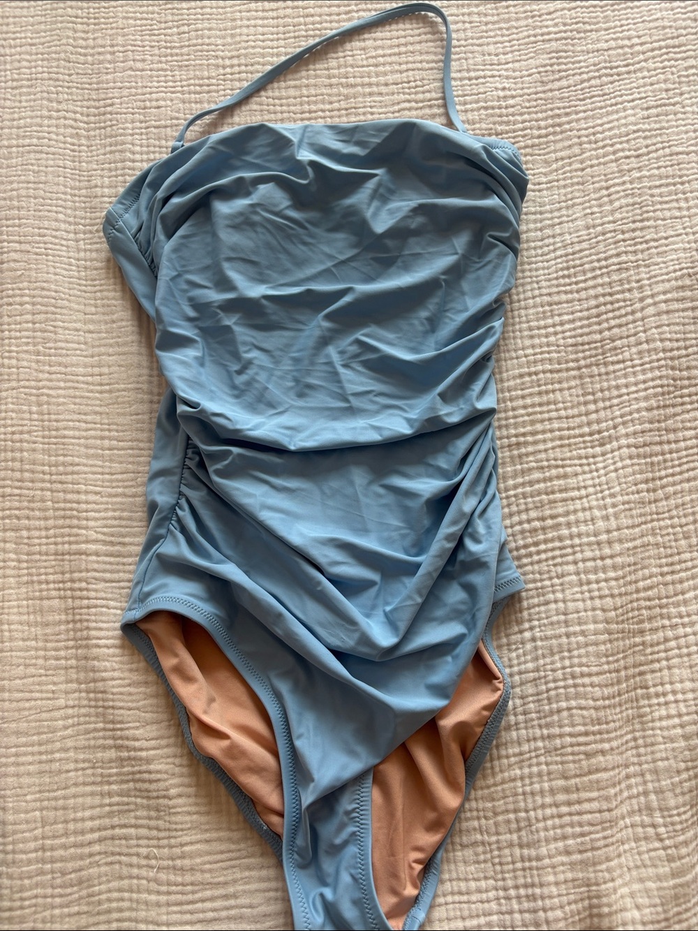Light Blue One-Piece Swimsuit - Classic Ruched Design